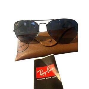 Ray-Ban Aviator Sunglasses Black Frame Authentic Case Classic Style Men